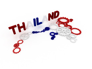 Cog map of Thailand 3d rendering on white background.