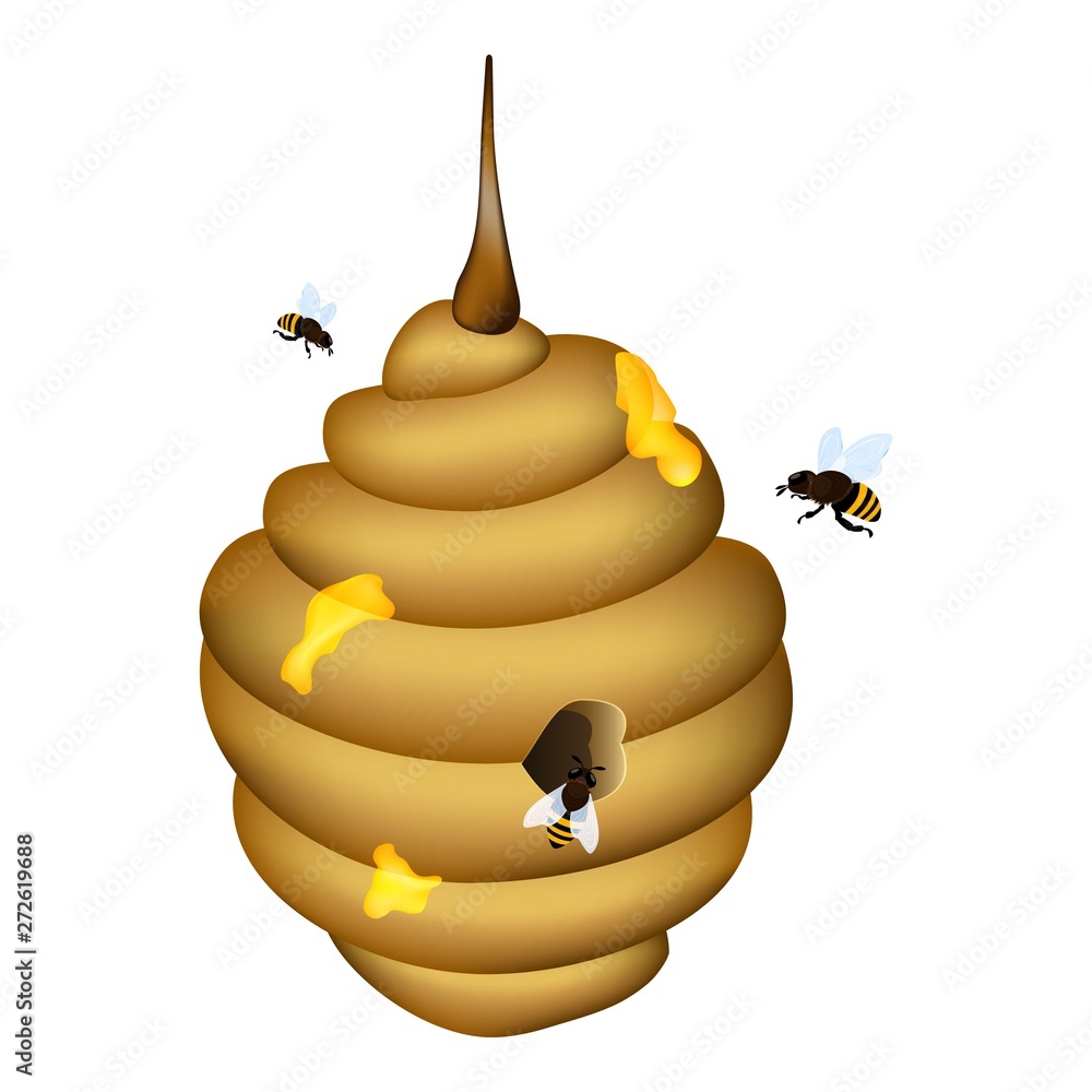 Poster tree beehive icon. cartoon of tree beehive vector icon for web design isolated on white background