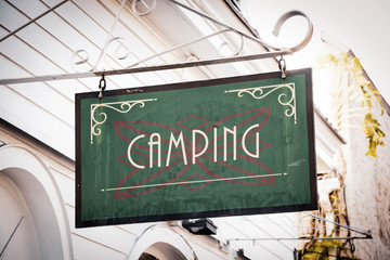 Fototapeta premium Street Sign to Camping