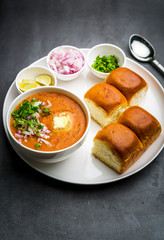  Indian spicy fast food / snacks Paav Bhaji with bread, onion and butter