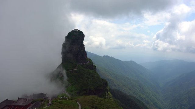 Panorama of Fanjingshan new gold summit and valley view in Fanjing mountain in Guizhou China