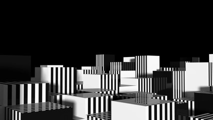 Abstract Geometry City Black And White Stripes 3d