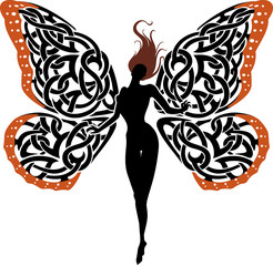 Fictional Lady Butterfly Silhouette