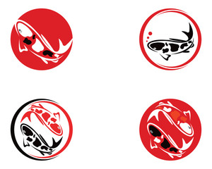 Koi design on white background. Animal. Fish icon. Underwater. Easy editable layared vector illustration