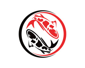 Koi design on white background. Animal. Fish icon. Underwater. Easy editable layared vector illustration