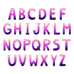 Vector set of multicolored letters for inscriptions isolated on black.