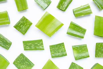 Aloe vera is a popular medicinal plant for health and beauty, on a white.