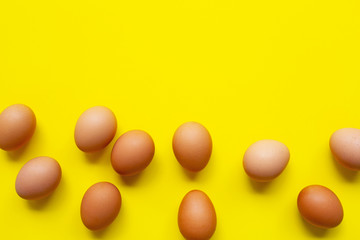 Eggs on yellow background.