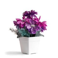 Pink purple decoration artificial flower isolated on white background. This has clipping path