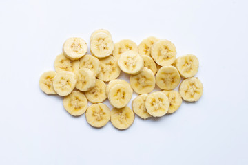 Obraz na płótnie Canvas Banana slices on white background.