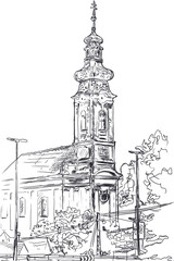 Sketch of the Serbian Orthodox Church in Hungary