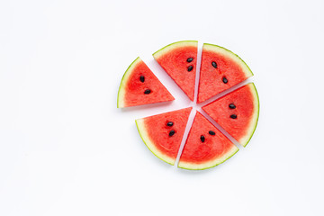 Slices of watermelon isolated on white background.