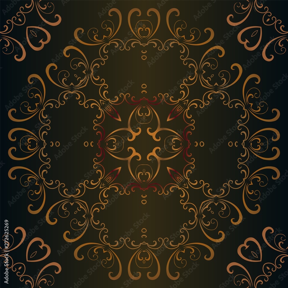 Aufkleber abstract tracery vintage pattern on a dark background