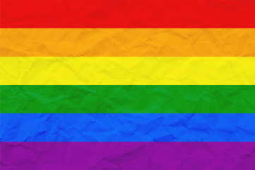 LGBT pride flag or Rainbow pride flag on crumpled paper