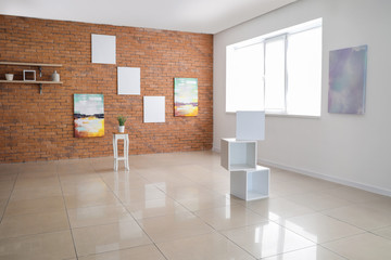 Interior of modern art gallery