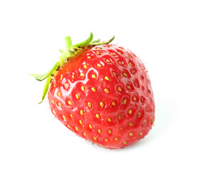 Ripe red strawberry on white background