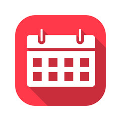 Calendar vector red icon in modern flat style isolated. Symbol calendar is good for your web design.