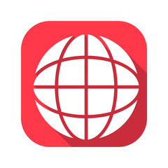 Earth vector red icon in modern flat style isolated. Symbol earth is good for your web design.