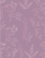 Luxury elegant golden floral with magenta wallpaper. Vintage Floral pattern background