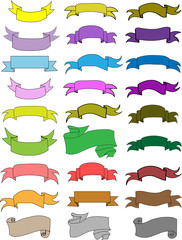 Set of colorful retro ribbons isolated on white. illustration.