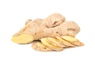 Ginger root with slices