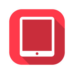 Tablet vector red icon in modern flat style isolated. Tablet can support is good for your web design.