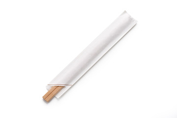 Japan chopstick in paper on isolate white background