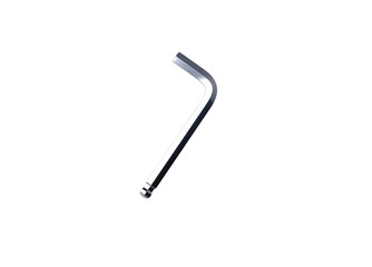 Key long hexagon screwdriver beautifully laid on isolated white background