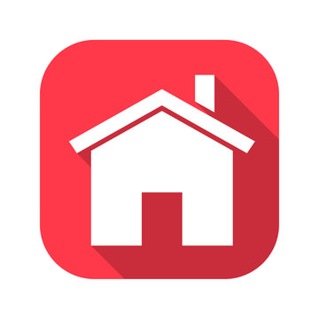 House vector red icon in modern flat style isolated. House can support is good for your web design.