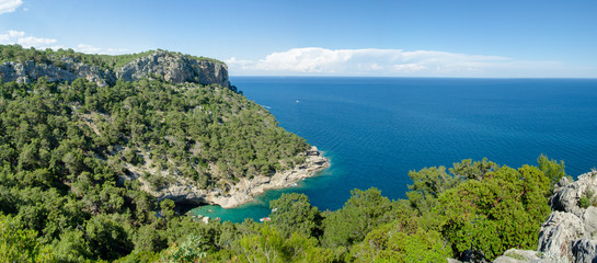 Fototapeta na wymiar Beautiful panorama overlooking the sea from the mountain