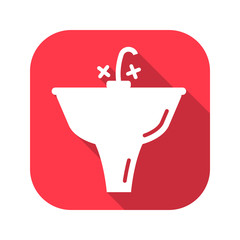 Sink vector red icon in modern flat style isolated. Sink can support is good for your web design.