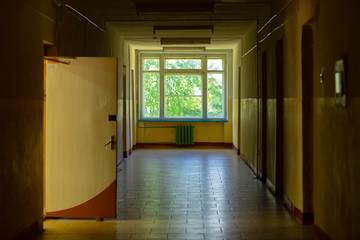 school corridor on a Sunny spring day