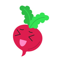 Beetroot cute kawaii flat design long shadow character