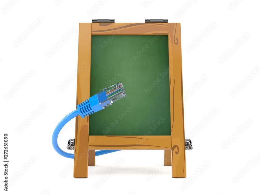 Poster wooden blackboard with network cable