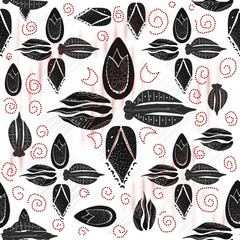 Ottoman tulips black floral pattern