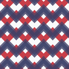 Colorful geometric chevron seamless pattern in red, white and blue. Great for textiles, home decor, beach towels and picnic blankets. Traditional Americana colors for patriotic events in the USA.