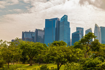 Obraz premium Various modern buildings with futuristic design in Singapore 25 APRIL 2109.