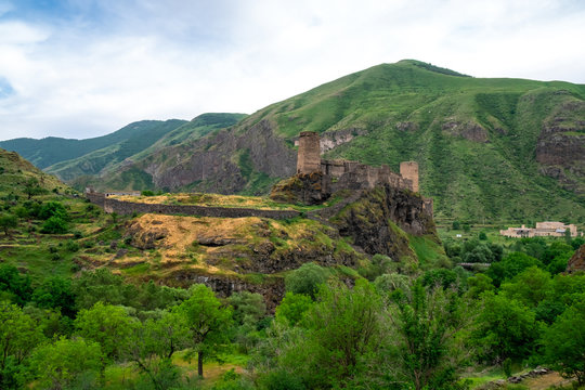 Khertvisi fortress on high rocky hill in gorge at confluence of the Kura and Paravani rivers, Georgia