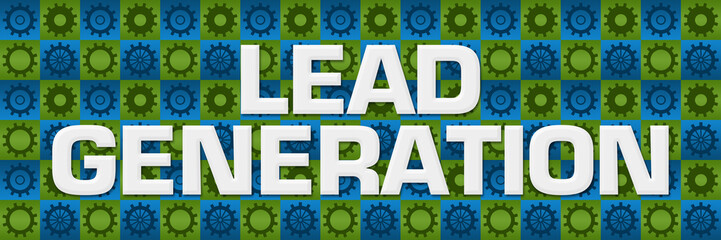 Lead Generation Green Blue Gears Square Texture 