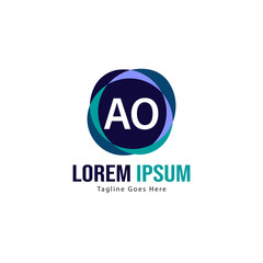 AO Letter Logo Design. Creative Modern AO Letters Icon Illustration