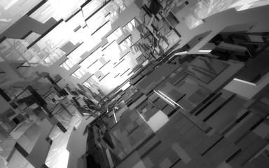 abstract tunnel blocks construction. 3d illustration
