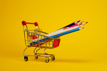 shopping cart with euro notes