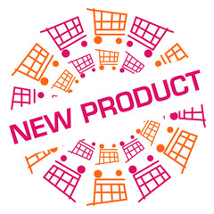 New Product Pink Orange Shopping Cart Circular Badge Style 