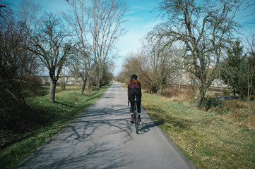 Spring ride to sandpit lake and floodplain forests alongside river Morava