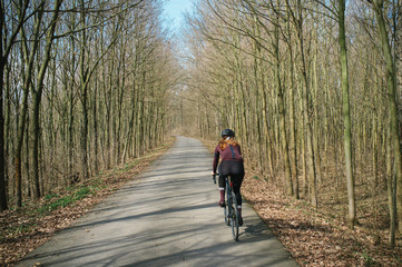 Spring ride to sandpit lake and floodplain forests alongside river Morava