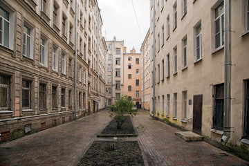 courtyard  in the historical part of Saint Petersburg city.