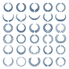 Greek wreath. Award round heraldic symbols graphic branch vector illustrations. Branch heraldic award, greek wreath victory