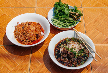 Pho Laos and Khao Soi Laos noodle soup, Luang Prabang food