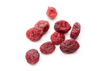 Dried cranberries isolated on white background