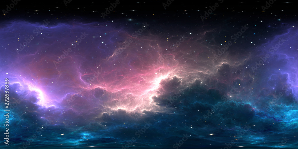 Wall mural 360 degree stellar system and gas nebula. environment 360 hdri map. equirectangular projection, sphe